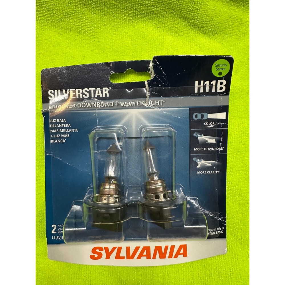 Sylvania SilverStar H11B Halogen Headlight Bulbs 2 Pack Brighter  H11BST.BP2